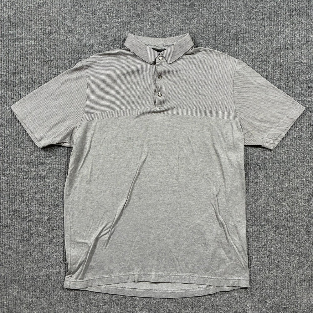 Hart Schaffner Marx Polo Shirt Mens Large Gray Short Sleeve Cotton Golf Casual